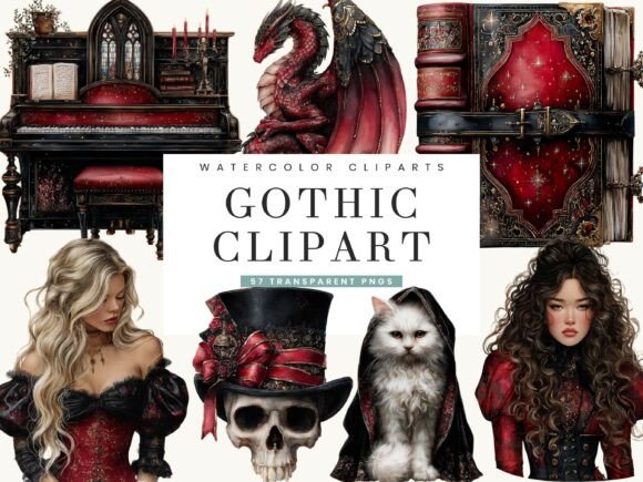 Download Watercolor Gothic Halloween Clipart - Halloween Collection