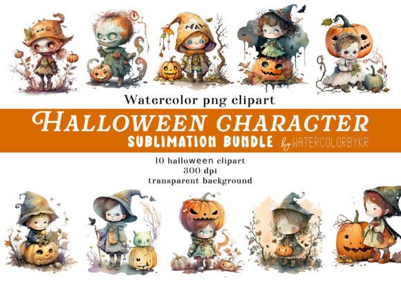 Download Watercolor Halloween Character Bundle - Halloween Collection