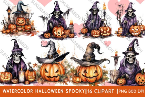 Download Watercolor Halloween Spooky Clipart - Halloween Collection