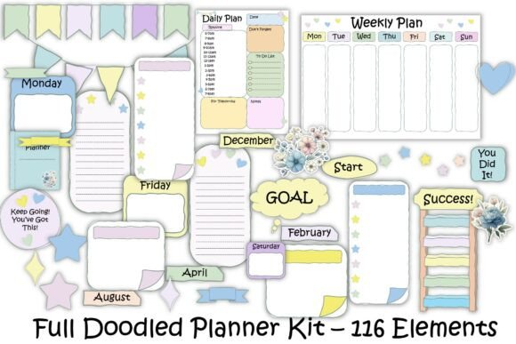 Download Full Planner Kit PNGs 116 Elements - Premium Resources